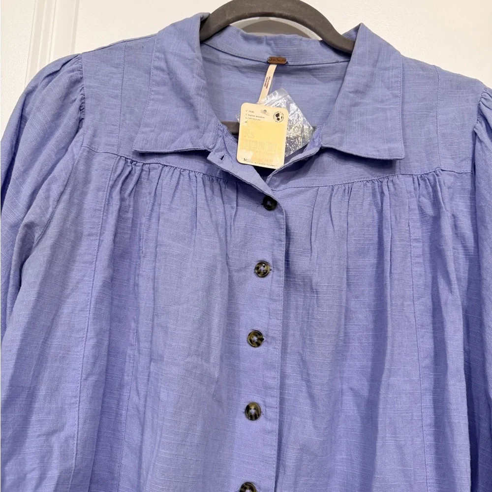 Free People Lavender Button-Up Blouse - Picture 2 of 6